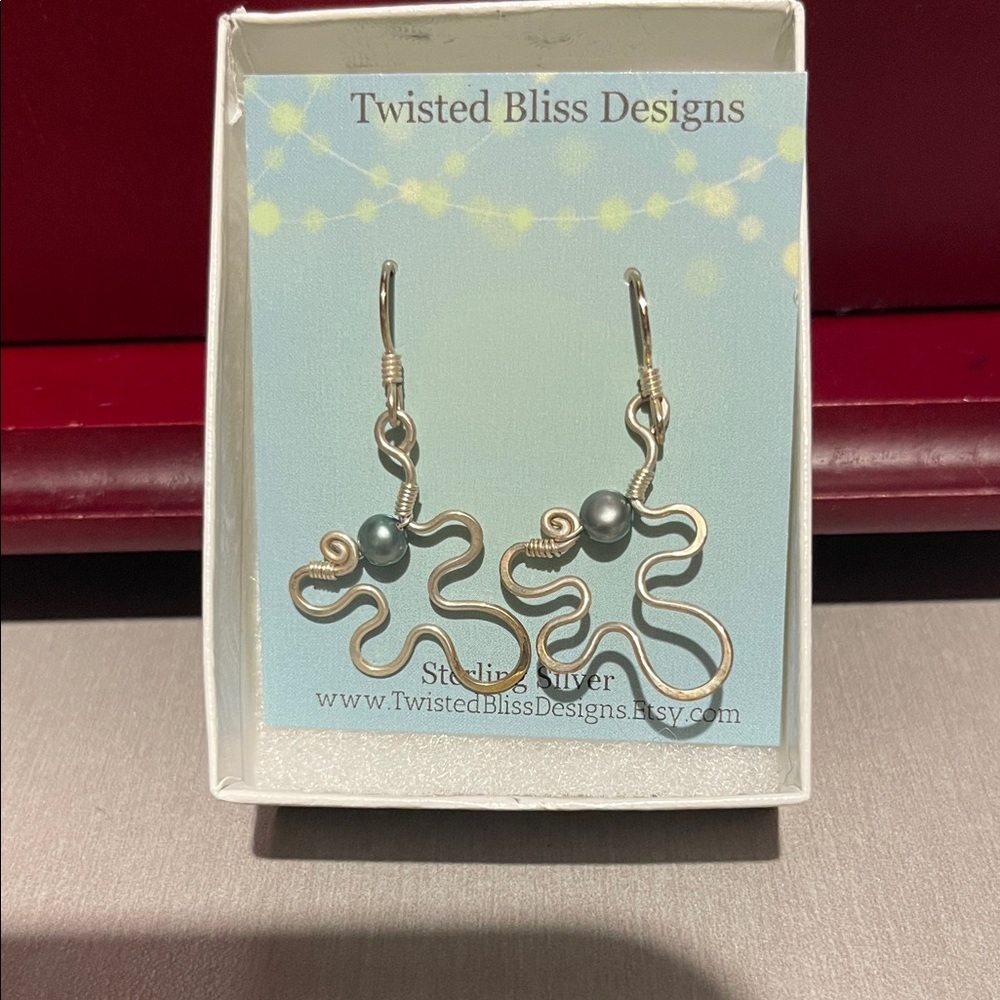 Hand made Sterling Silver Earrings With Turquoise Blue Beads